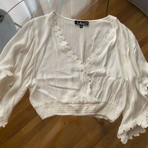 White crop top with lace trim
